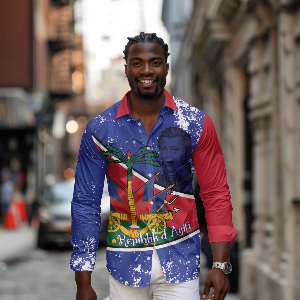 Republic of Haiti 1806-1820 Long Sleeve Button Shirt Alexandre Petion With Coat Of Arms - Wonder Print Shop