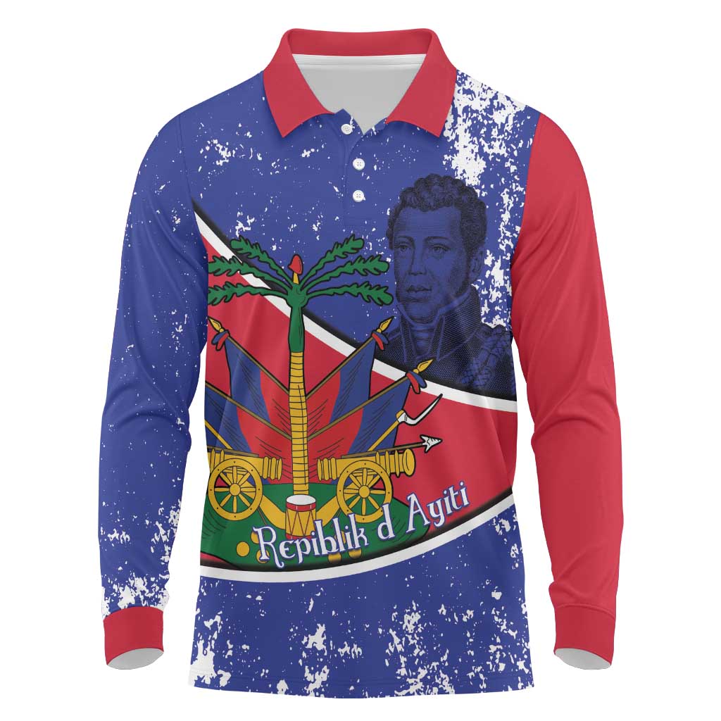 Republic of Haiti 1806-1820 Long Sleeve Polo Shirt Alexandre Petion With Coat Of Arms - Wonder Print Shop