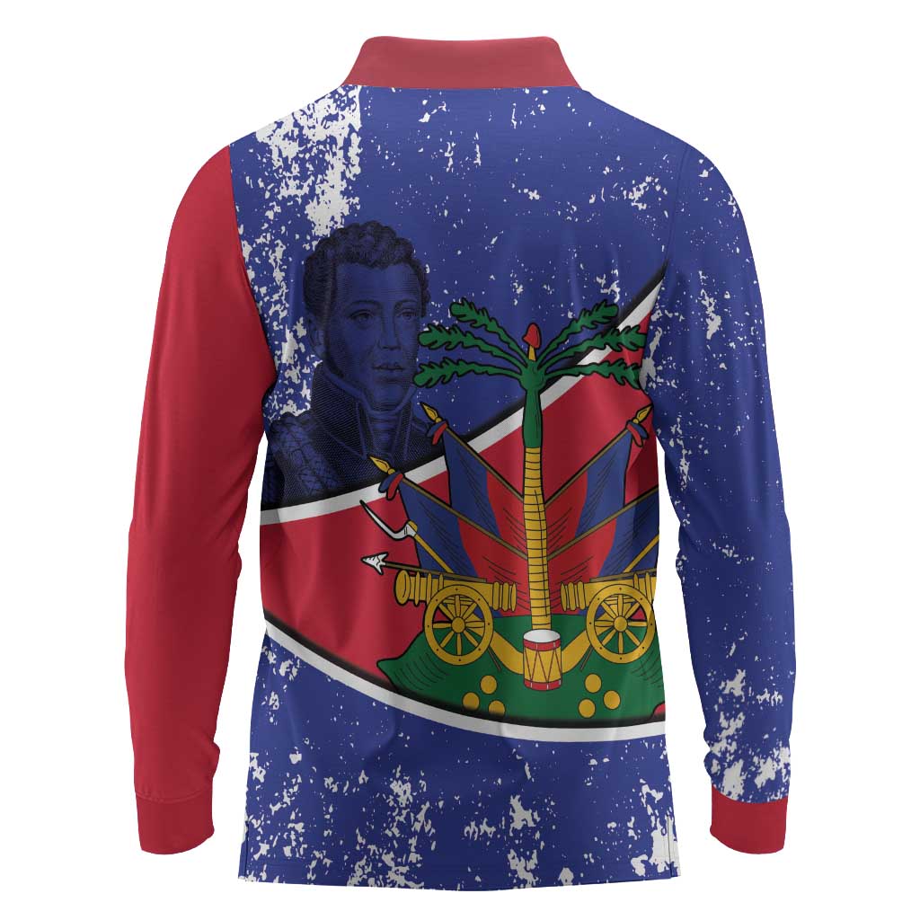 Republic of Haiti 1806-1820 Long Sleeve Polo Shirt Alexandre Petion With Coat Of Arms - Wonder Print Shop