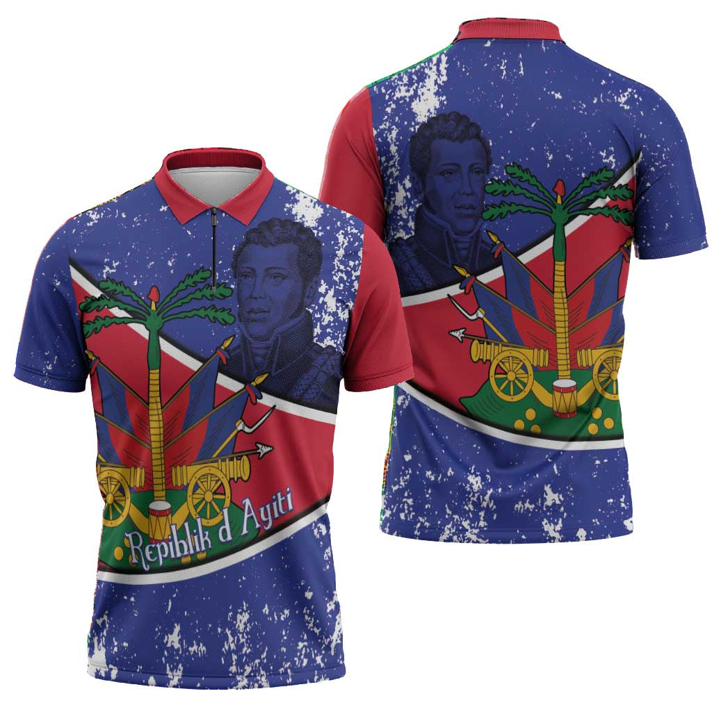 Republic of Haiti 1806-1820 Zipper Polo Shirt Alexandre Petion With Coat Of Arms - Wonder Print Shop