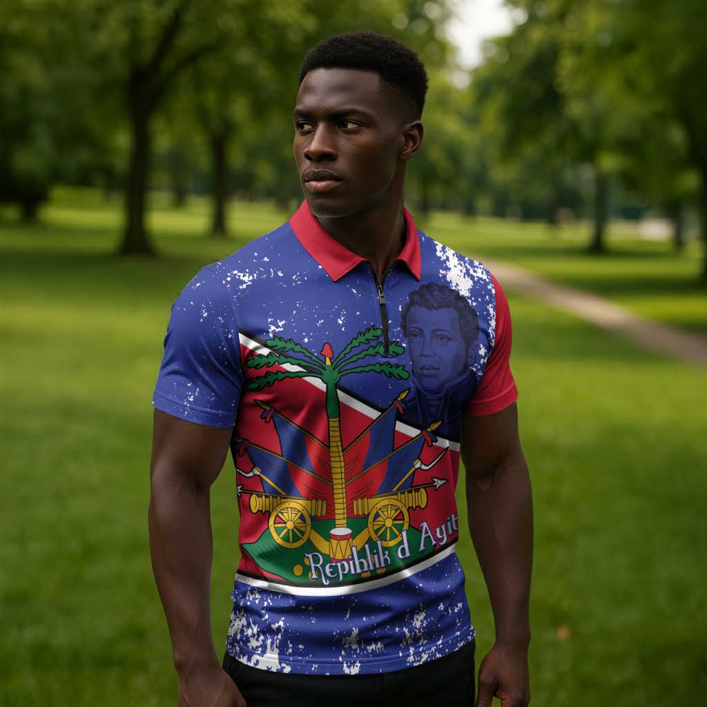 Republic of Haiti 1806-1820 Zipper Polo Shirt Alexandre Petion With Coat Of Arms - Wonder Print Shop