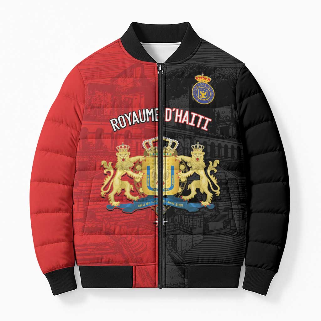 Personalized Kingdom of Haiti Bomber Puffer Jacket Sans-Souci Palace Flag Style - Wonder Print Shop