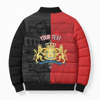 Personalized Kingdom of Haiti Bomber Puffer Jacket Sans-Souci Palace Flag Style - Wonder Print Shop
