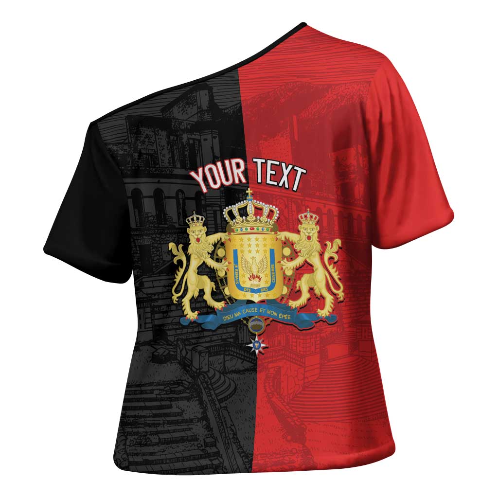 Personalized Kingdom of Haiti Cross Shoulder Shirt Sans-Souci Palace Flag Style - Wonder Print Shop