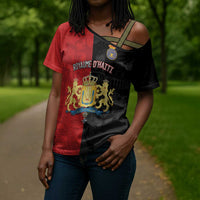 Personalized Kingdom of Haiti Cross Shoulder Shirt Sans-Souci Palace Flag Style - Wonder Print Shop