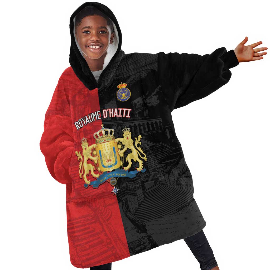 Personalized Kingdom of Haiti Kid Wearable Blanket Hoodie Sans-Souci Palace Flag Style - Wonder Print Shop