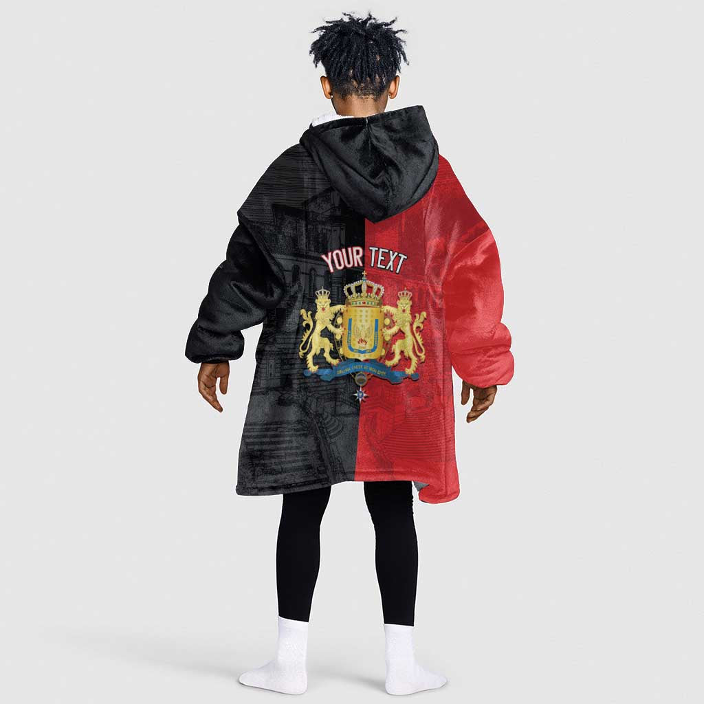 Personalized Kingdom of Haiti Kid Wearable Blanket Hoodie Sans-Souci Palace Flag Style - Wonder Print Shop