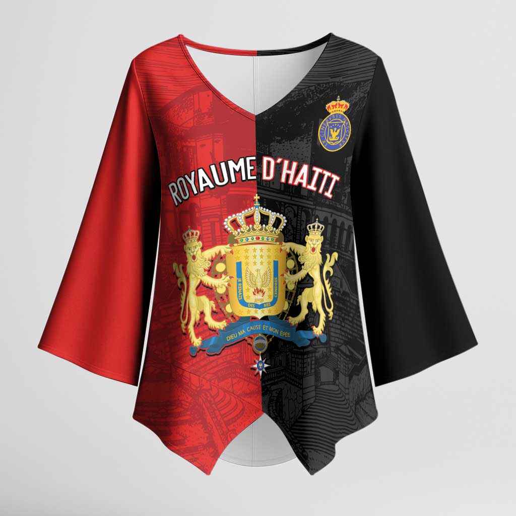 Personalized Kingdom of Haiti Kimono Sleeve Blouse Sans-Souci Palace Flag Style - Wonder Print Shop