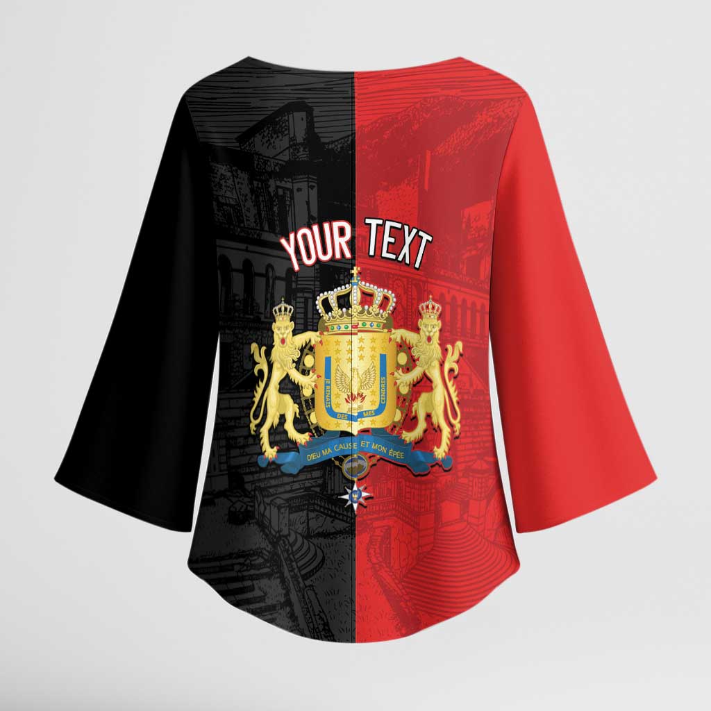 Personalized Kingdom of Haiti Kimono Sleeve Blouse Sans-Souci Palace Flag Style - Wonder Print Shop