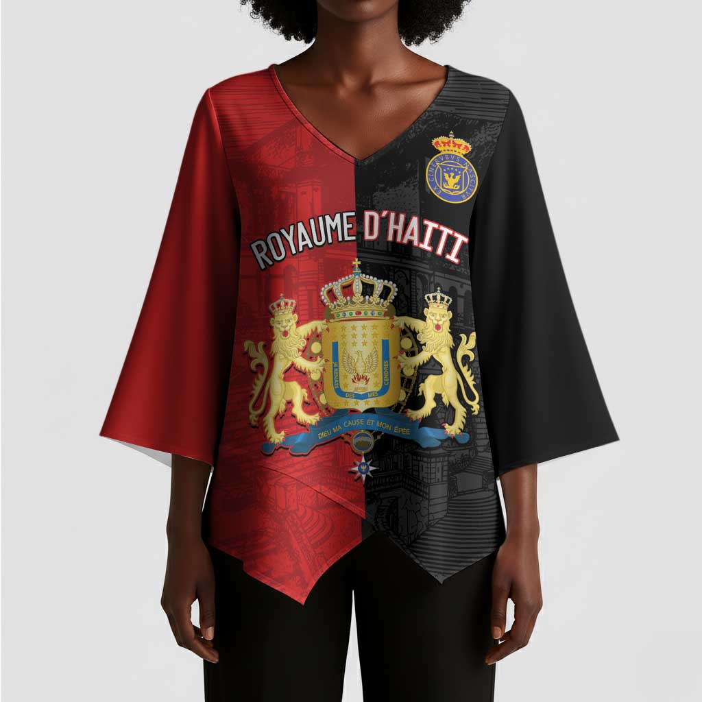 Personalized Kingdom of Haiti Kimono Sleeve Blouse Sans-Souci Palace Flag Style - Wonder Print Shop