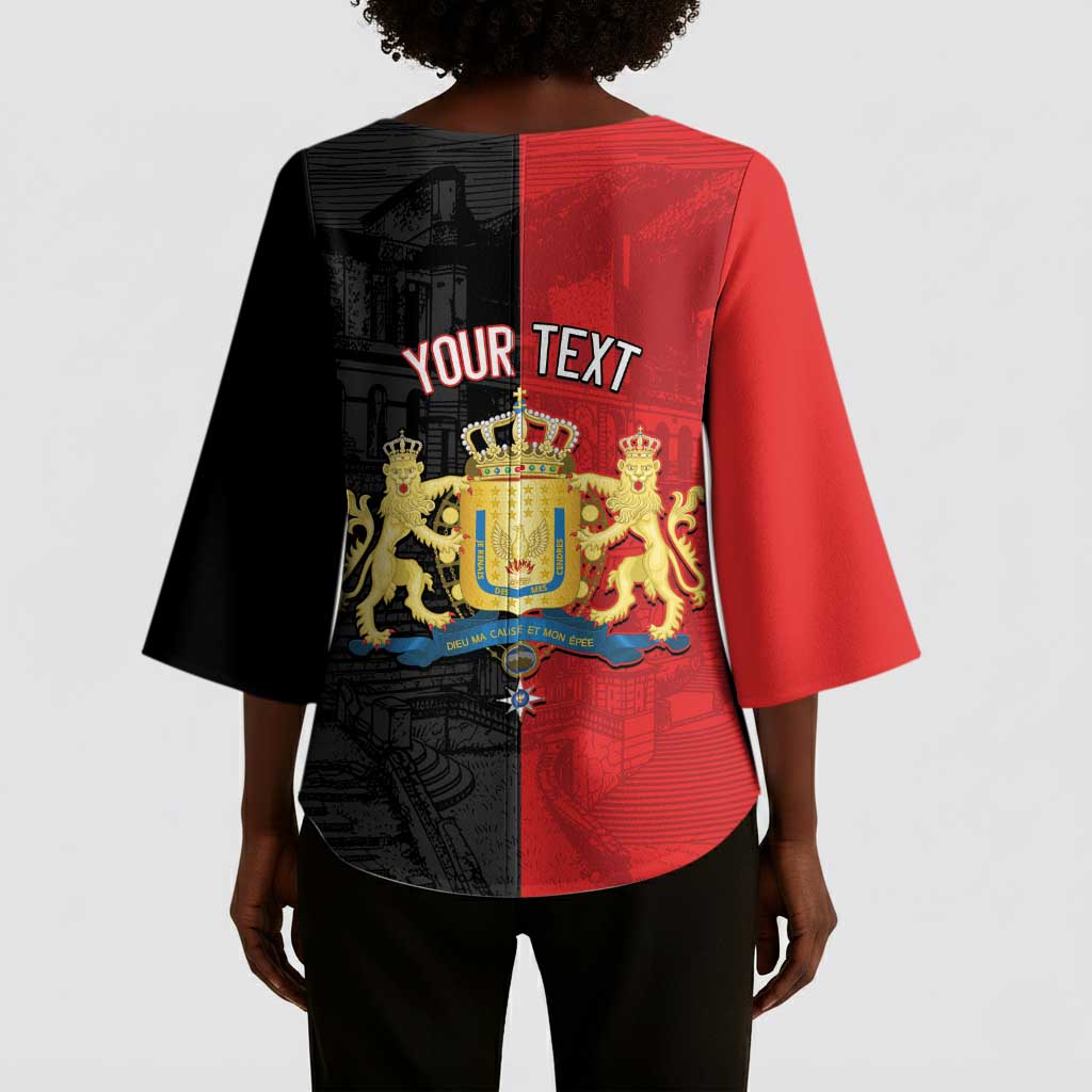 Personalized Kingdom of Haiti Kimono Sleeve Blouse Sans-Souci Palace Flag Style - Wonder Print Shop