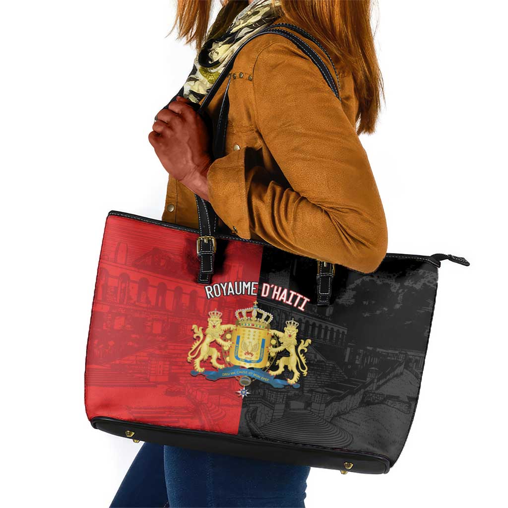 Kingdom of Haiti Leather Tote Bag Sans-Souci Palace Flag Style - Wonder Print Shop