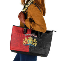 Kingdom of Haiti Leather Tote Bag Sans-Souci Palace Flag Style - Wonder Print Shop