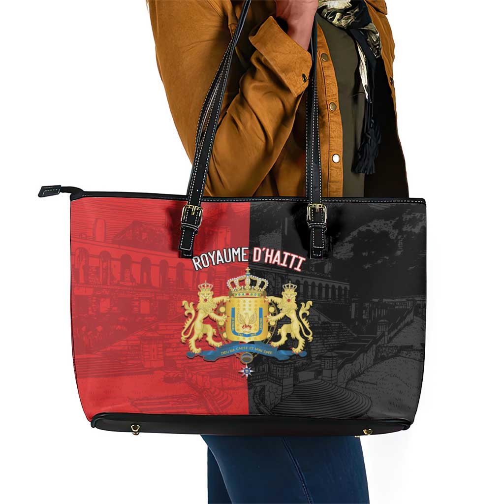 Kingdom of Haiti Leather Tote Bag Sans-Souci Palace Flag Style - Wonder Print Shop