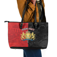 Kingdom of Haiti Leather Tote Bag Sans-Souci Palace Flag Style - Wonder Print Shop
