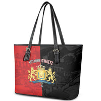 Kingdom of Haiti Leather Tote Bag Sans-Souci Palace Flag Style - Wonder Print Shop