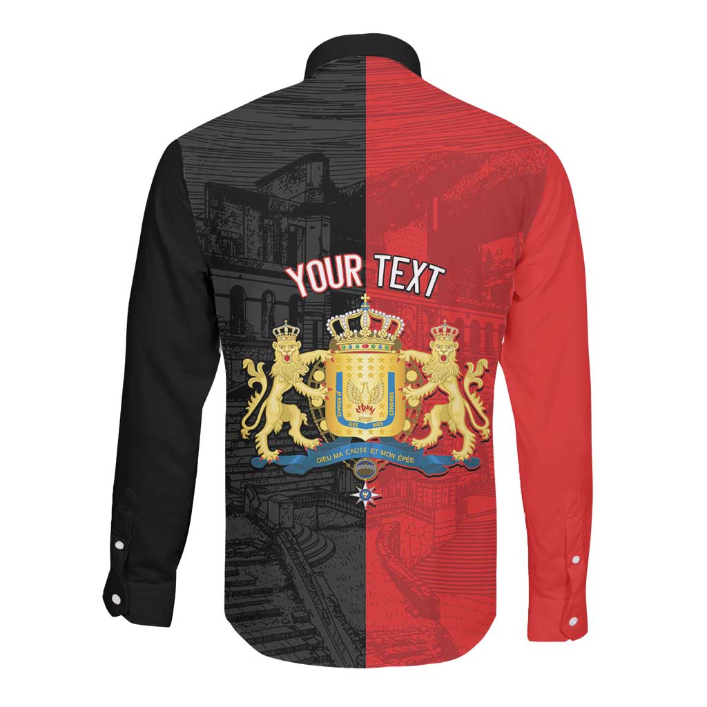 Personalized Kingdom of Haiti Long Sleeve Button Shirt Sans-Souci Palace Flag Style - Wonder Print Shop