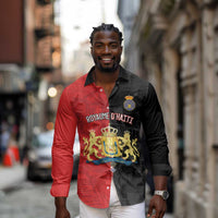 Personalized Kingdom of Haiti Long Sleeve Button Shirt Sans-Souci Palace Flag Style - Wonder Print Shop