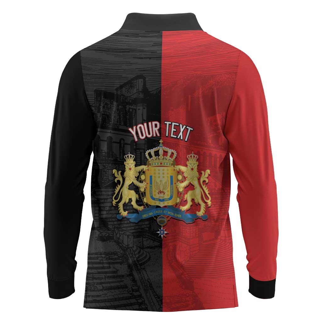 Personalized Kingdom of Haiti Long Sleeve Polo Shirt Sans-Souci Palace Flag Style - Wonder Print Shop