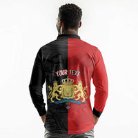 Personalized Kingdom of Haiti Long Sleeve Polo Shirt Sans-Souci Palace Flag Style - Wonder Print Shop