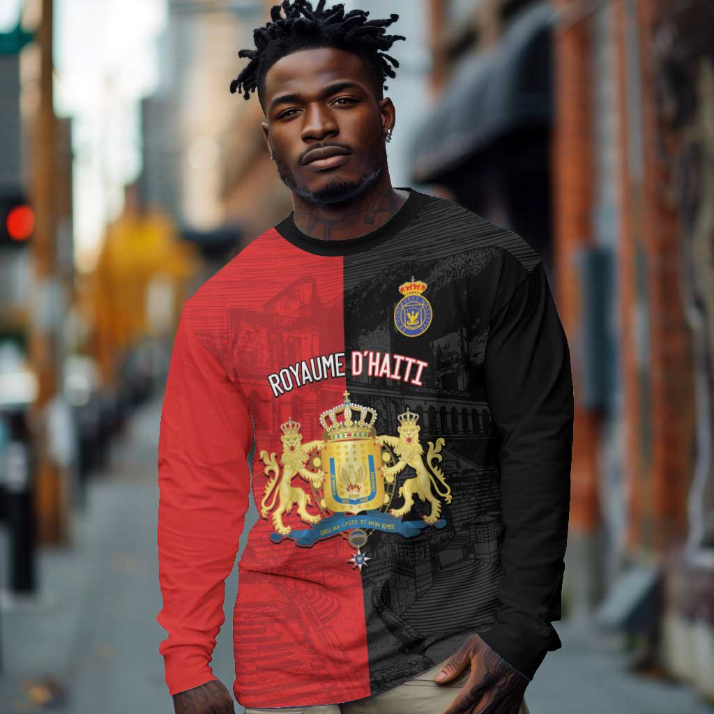Personalized Kingdom of Haiti Long Sleeve Shirt Sans-Souci Palace Flag Style - Wonder Print Shop