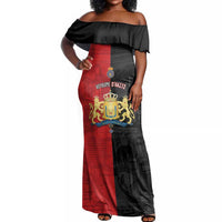 Personalized Kingdom of Haiti Off Shoulder Maxi Dress Sans-Souci Palace Flag Style - Wonder Print Shop