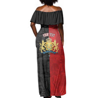 Personalized Kingdom of Haiti Off Shoulder Maxi Dress Sans-Souci Palace Flag Style - Wonder Print Shop