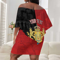 Personalized Kingdom of Haiti Off Shoulder Short Dress Sans-Souci Palace Flag Style - Wonder Print Shop