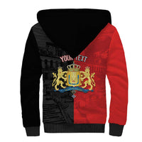 Personalized Kingdom of Haiti Sherpa Hoodie Sans-Souci Palace Flag Style - Wonder Print Shop