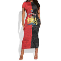 Personalized Kingdom of Haiti Short Sleeve Bodycon Dress Sans-Souci Palace Flag Style LT14