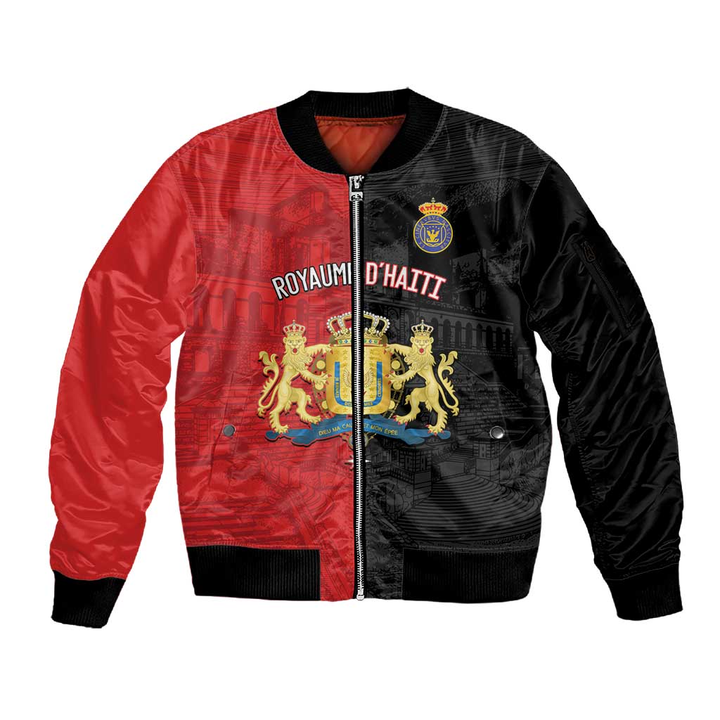 Personalized Kingdom of Haiti Sleeve Zip Bomber Jacket Sans-Souci Palace Flag Style - Wonder Print Shop