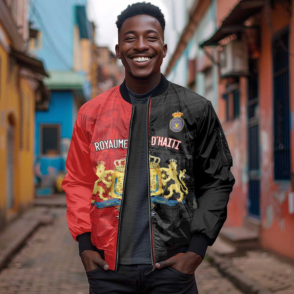 Personalized Kingdom of Haiti Sleeve Zip Bomber Jacket Sans-Souci Palace Flag Style - Wonder Print Shop