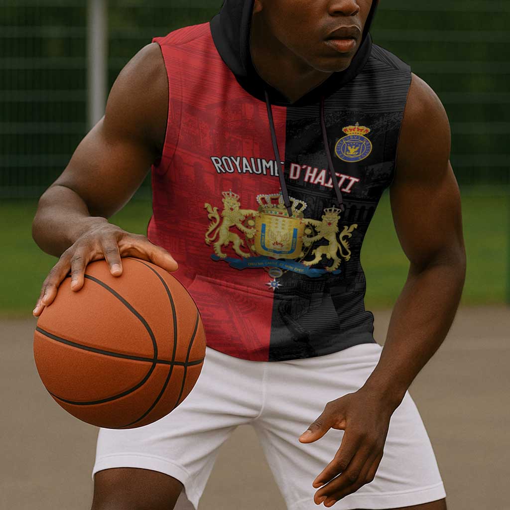 Personalized Kingdom of Haiti Sleeveless Hoodie Sans-Souci Palace Flag Style - Wonder Print Shop