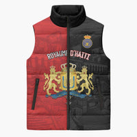 Personalized Kingdom of Haiti Sleeveless Puffer Jacket Sans-Souci Palace Flag Style - Wonder Print Shop