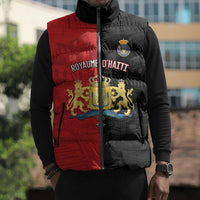 Personalized Kingdom of Haiti Sleeveless Puffer Jacket Sans-Souci Palace Flag Style - Wonder Print Shop