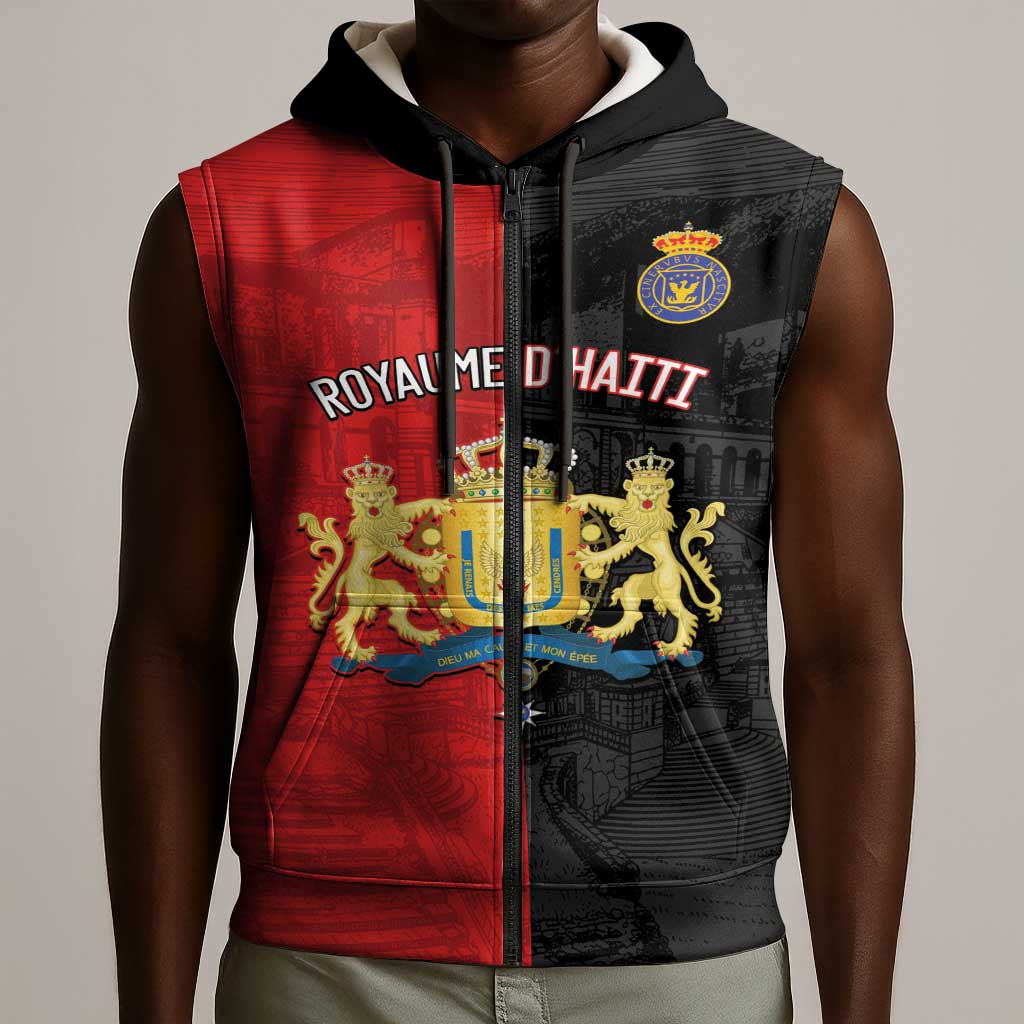 Personalized Kingdom of Haiti Sleeveless Zip Hoodie Sans-Souci Palace Flag Style - Wonder Print Shop