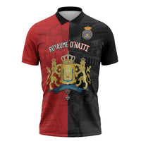 Personalized Kingdom of Haiti Zipper Polo Shirt Sans-Souci Palace Flag Style - Wonder Print Shop