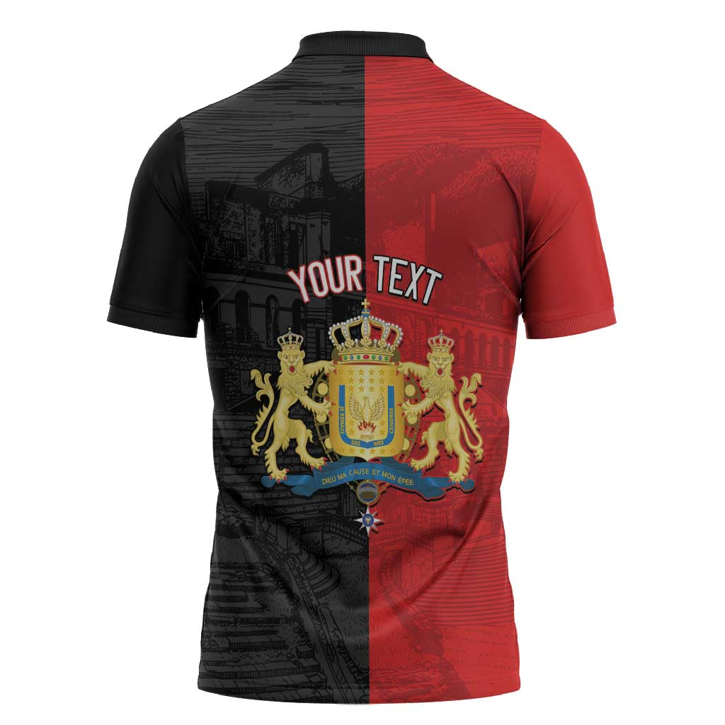 Personalized Kingdom of Haiti Zipper Polo Shirt Sans-Souci Palace Flag Style - Wonder Print Shop