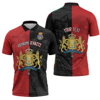 Personalized Kingdom of Haiti Zipper Polo Shirt Sans-Souci Palace Flag Style - Wonder Print Shop
