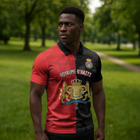 Personalized Kingdom of Haiti Zipper Polo Shirt Sans-Souci Palace Flag Style - Wonder Print Shop