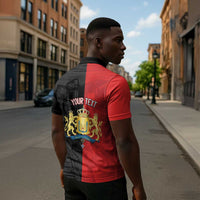 Personalized Kingdom of Haiti Zipper Polo Shirt Sans-Souci Palace Flag Style - Wonder Print Shop