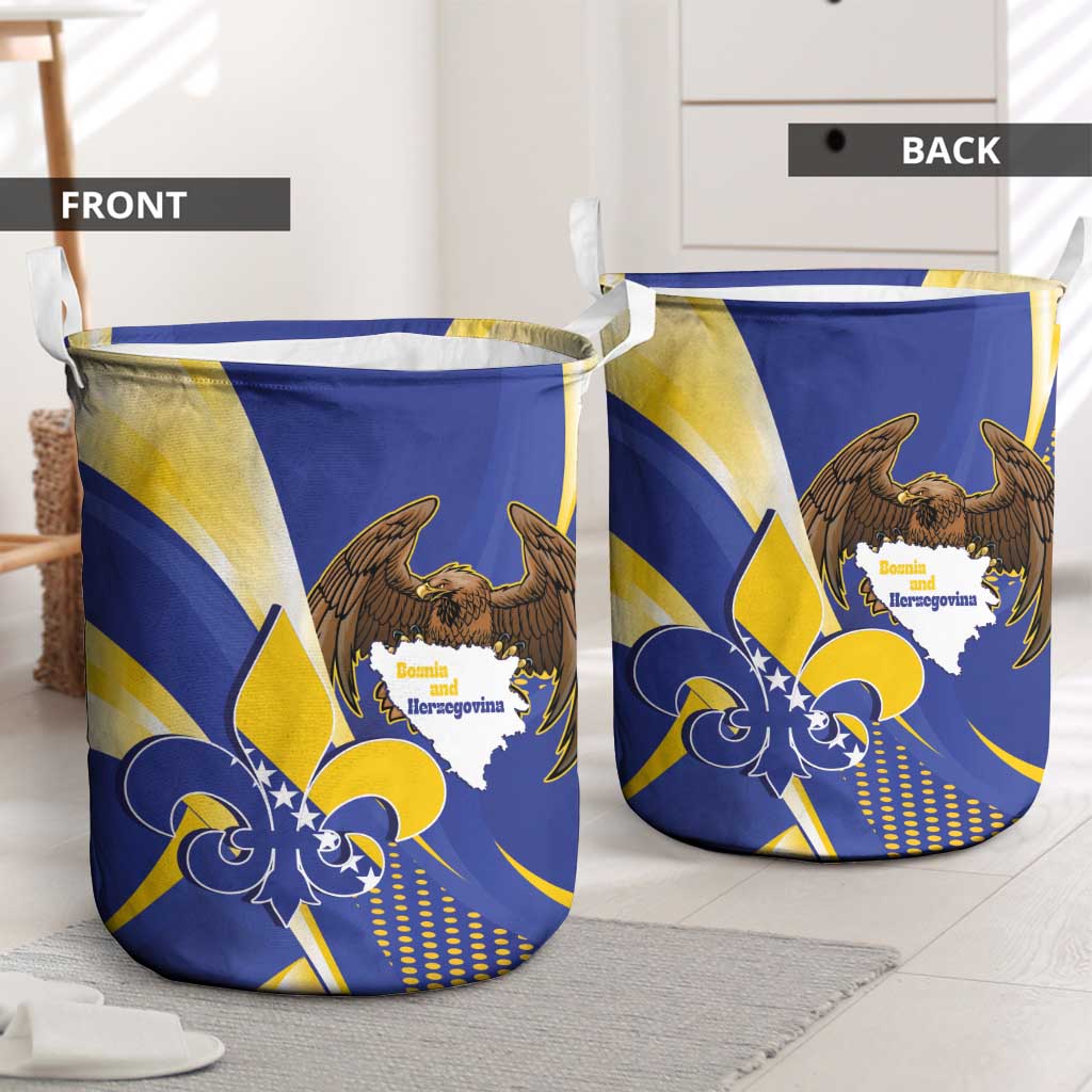 Bosnia and Herzegovina Independence Day Laundry Basket Zlatni Ljiljan Map With Eagle Proud
