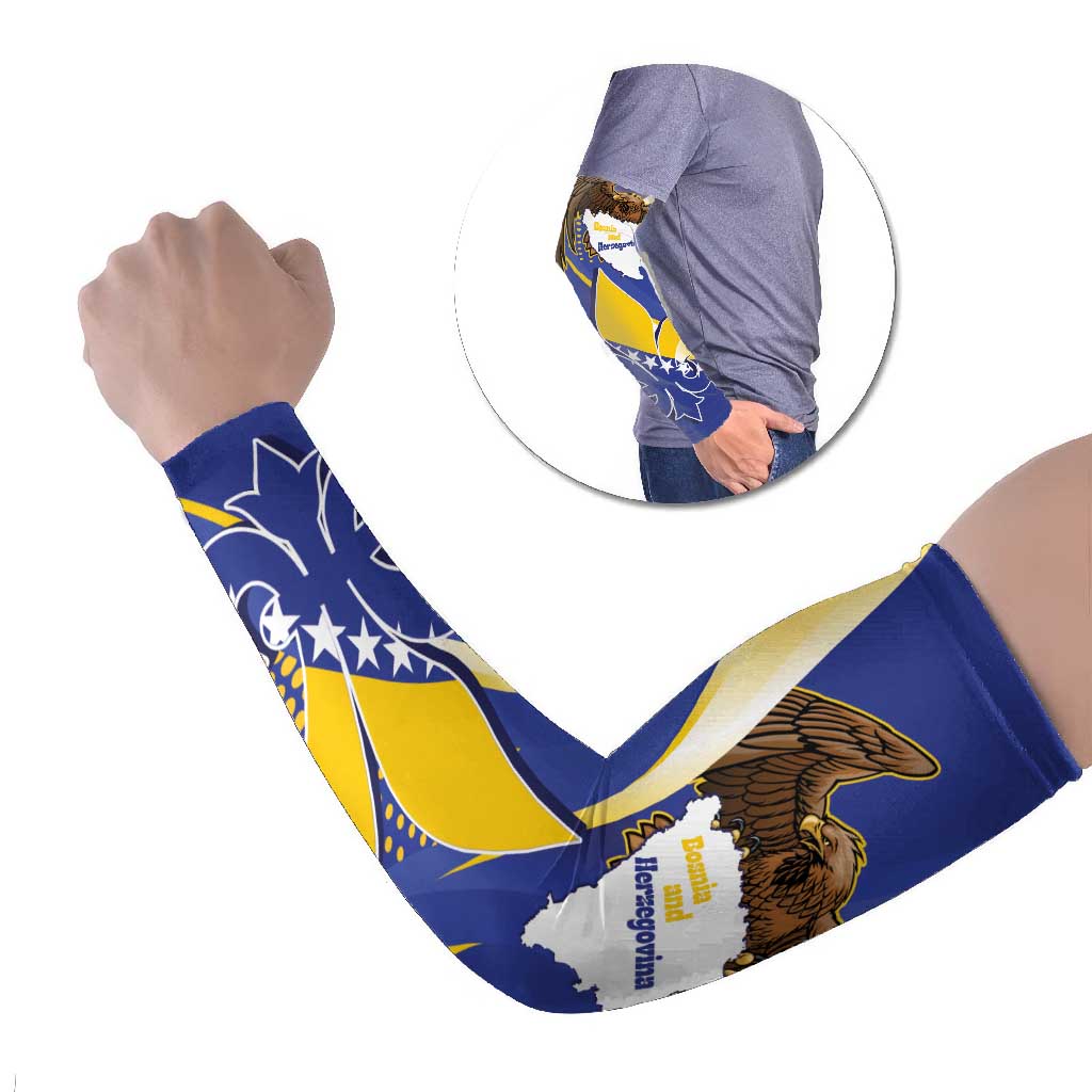 Bosnia and Herzegovina Independence Day Arm Sleeves Zlatni Ljiljan Map With Eagle Proud