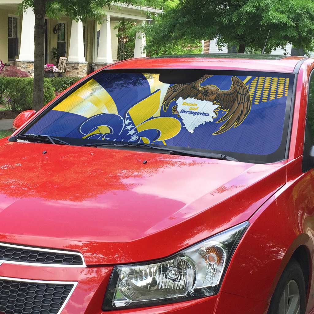 Bosnia and Herzegovina Independence Day Auto Sun Shade Zlatni Ljiljan Map With Eagle Proud