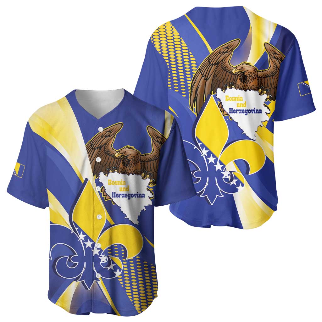 Bosnia and Herzegovina Independence Day Baseball Jersey Zlatni Ljiljan Map With Eagle Proud