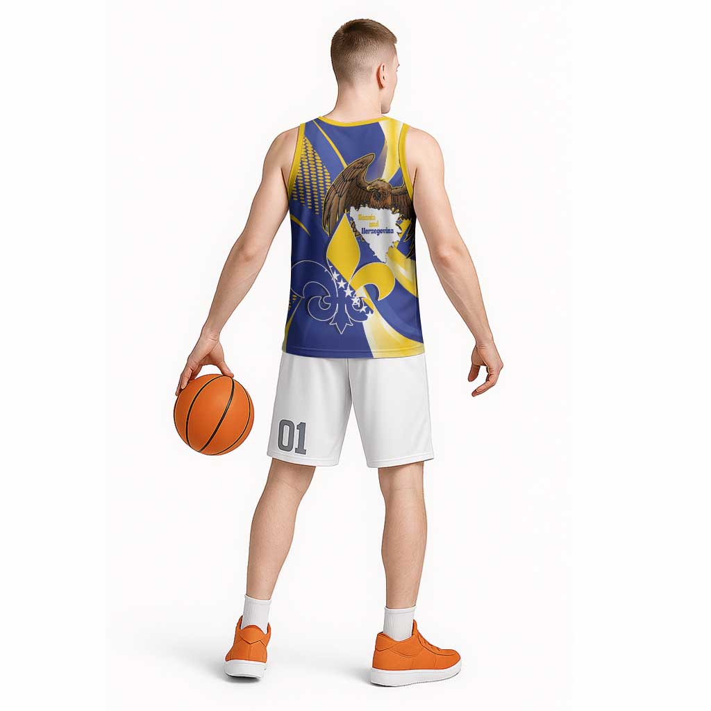 Bosnia and Herzegovina Independence Day Basketball Jersey Zlatni Ljiljan Map With Eagle Proud