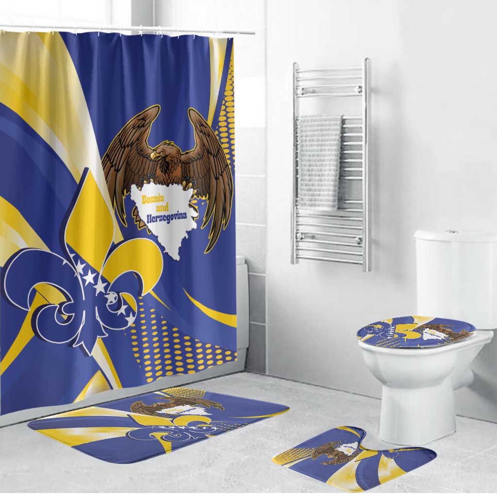 Bosnia and Herzegovina Independence Day Bathroom Set Zlatni Ljiljan Map With Eagle Proud