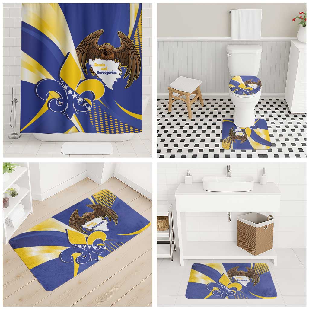 Bosnia and Herzegovina Independence Day Bathroom Set Zlatni Ljiljan Map With Eagle Proud