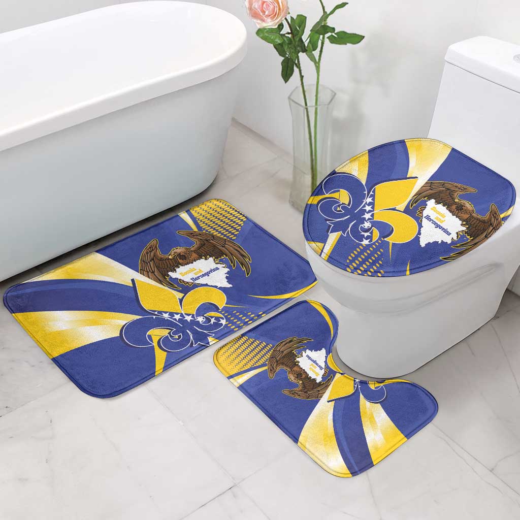 Bosnia and Herzegovina Independence Day Bathroom Set Zlatni Ljiljan Map With Eagle Proud