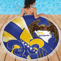 Bosnia and Herzegovina Independence Day Beach Blanket Zlatni Ljiljan Map With Eagle Proud